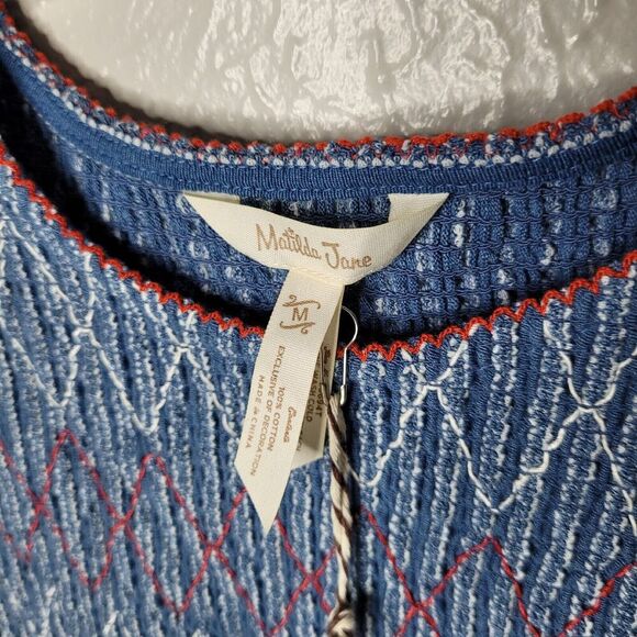 NWT Matilda Jane Enchanted Garden Blue Roxie Striped Smocked Tank top Size Med - Picture 3 of 7